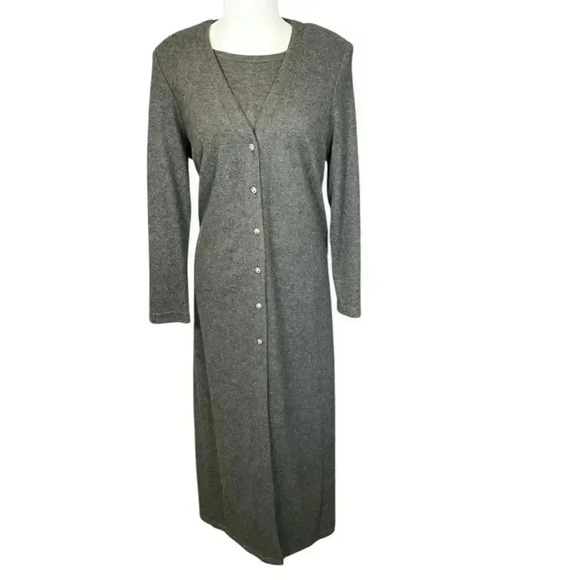Ronni Nicole ll Ouida 2 Piece Sweater Cardigan Sleeveless Dress Gray Size large - Picture 1 of 15